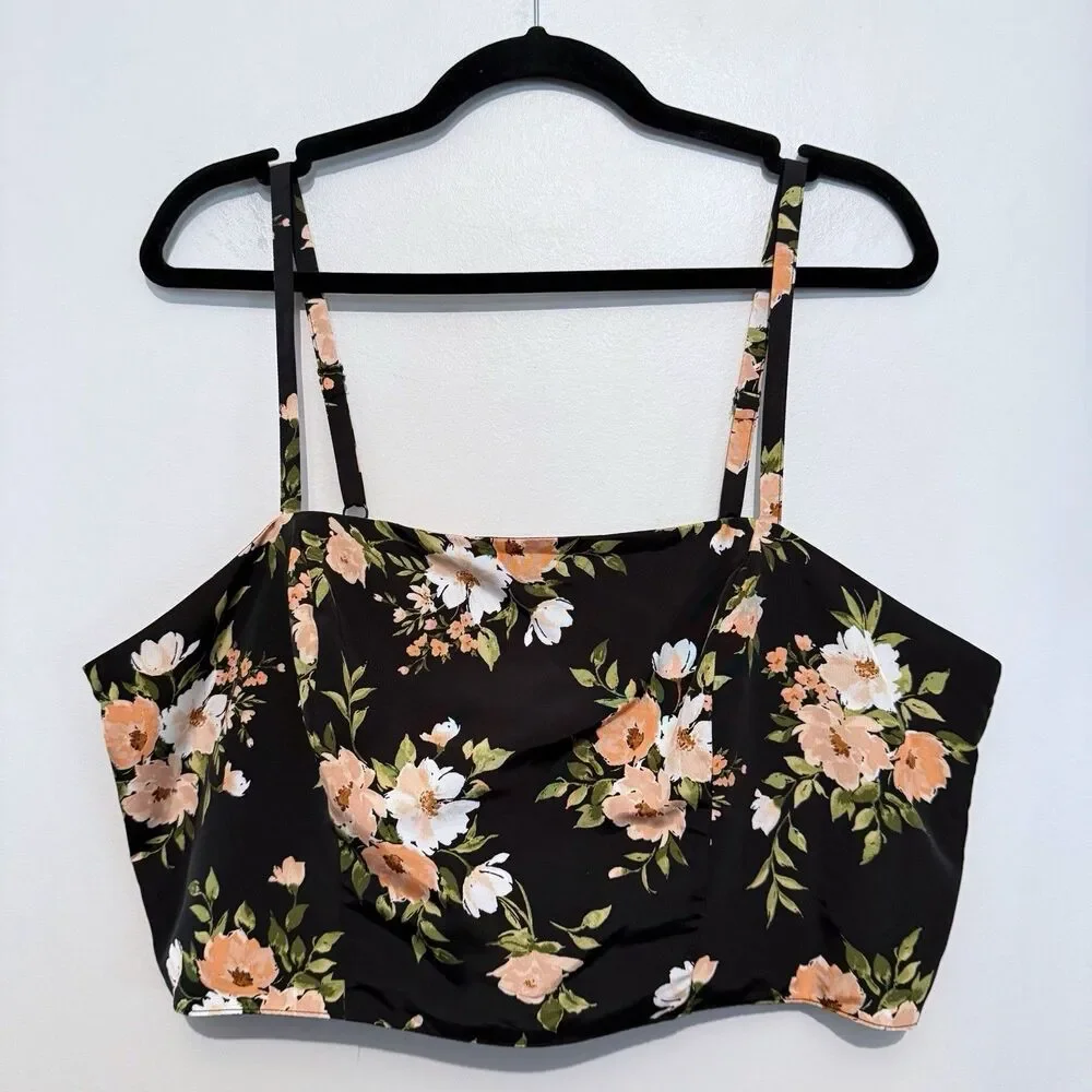 Old Navy The occasion Floral Black Taffeta High Waisted Skirt Crop Top Set XL - Picture 7 of 13